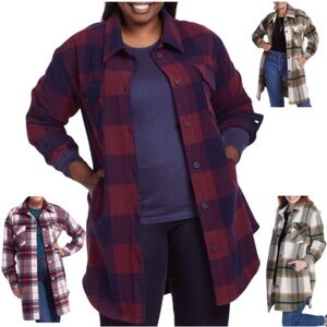 Woolx SUTTON Shacket in Cranberry Navy Checkered